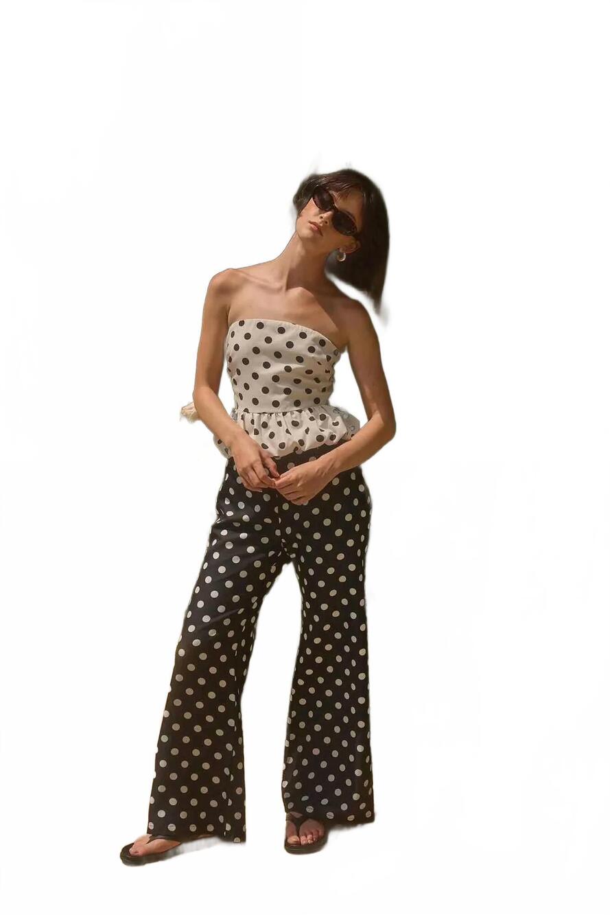 NEW LUCY PARIS women's lylah polka dot pant in black
